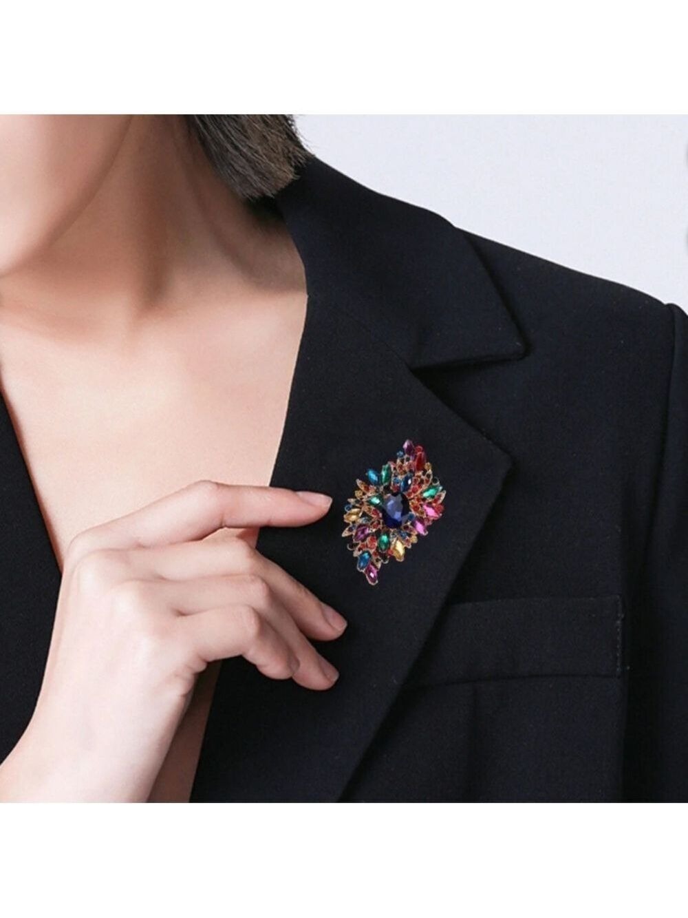 Rhinestones Large Statement Brooch ,New - Picture 2 of 4